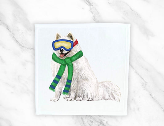 Winter Samoyed Washcloth - MerikaArt