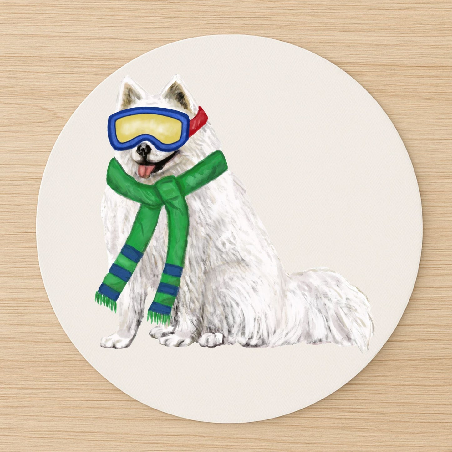 Winter - Themed Samoyed Dog Mousepad - MerikaArt