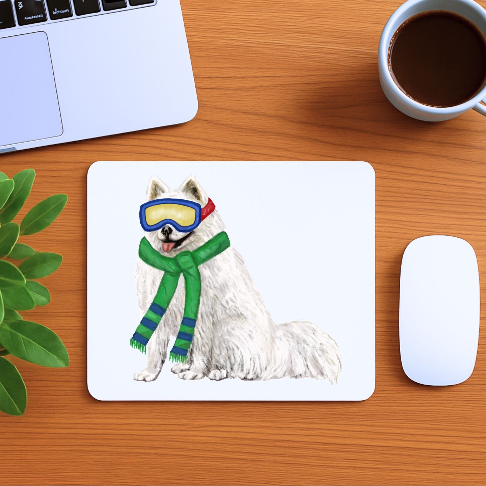 Winter - Themed Samoyed Dog Mousepad - MerikaArt
