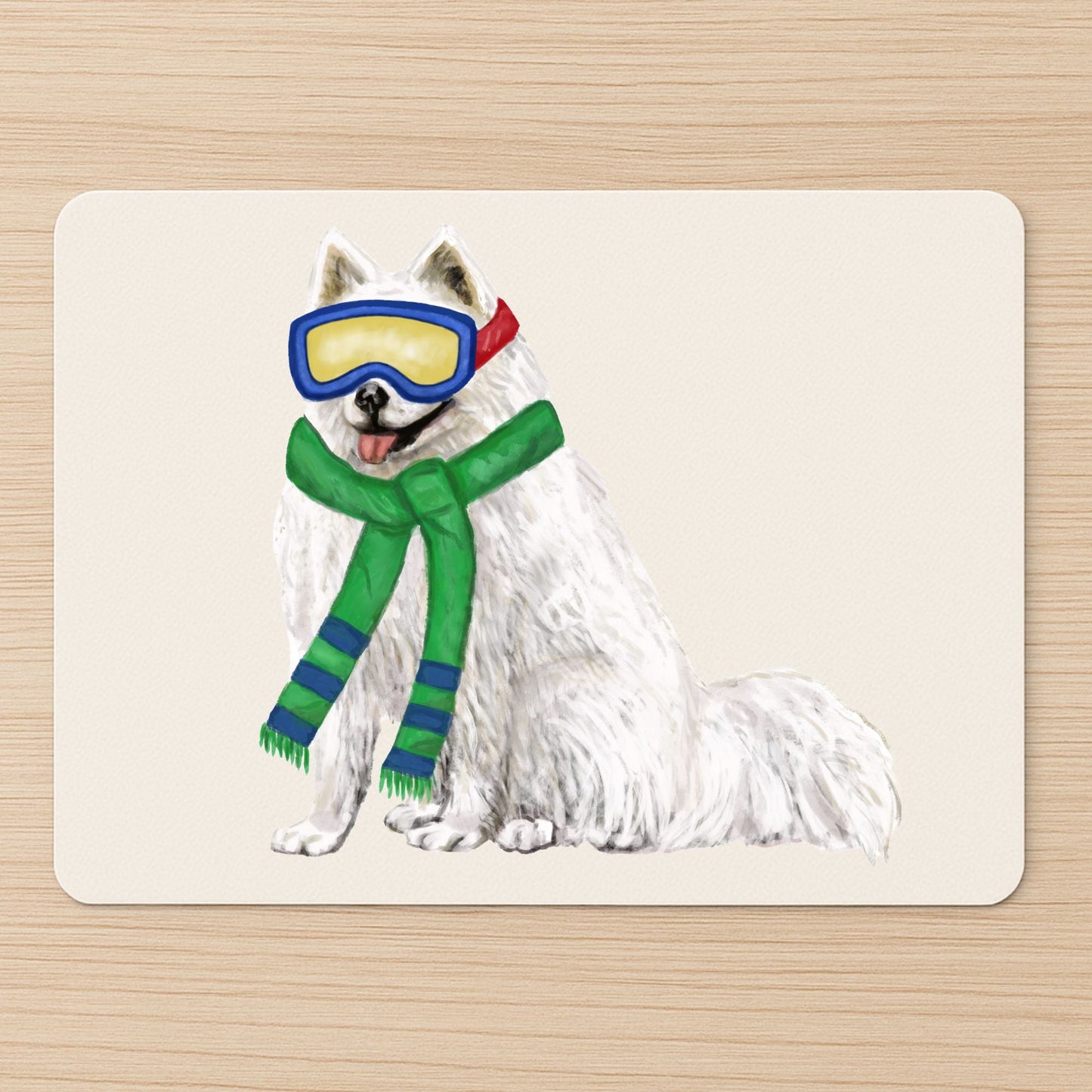 Winter - Themed Samoyed Dog Mousepad - MerikaArt