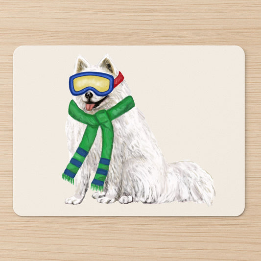 Winter - Themed Samoyed Dog Mousepad - MerikaArt