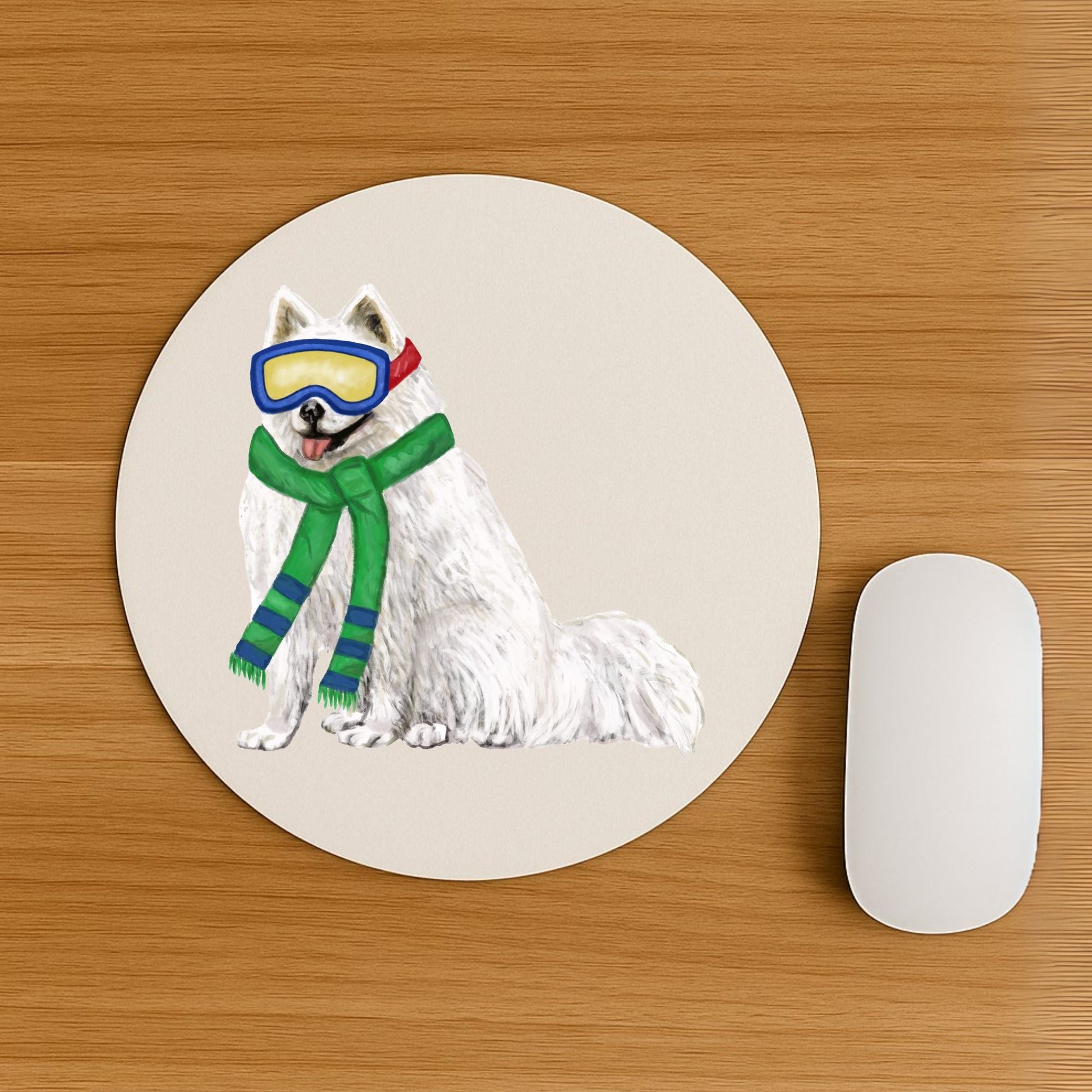 Winter - Themed Samoyed Dog Mousepad - MerikaArt