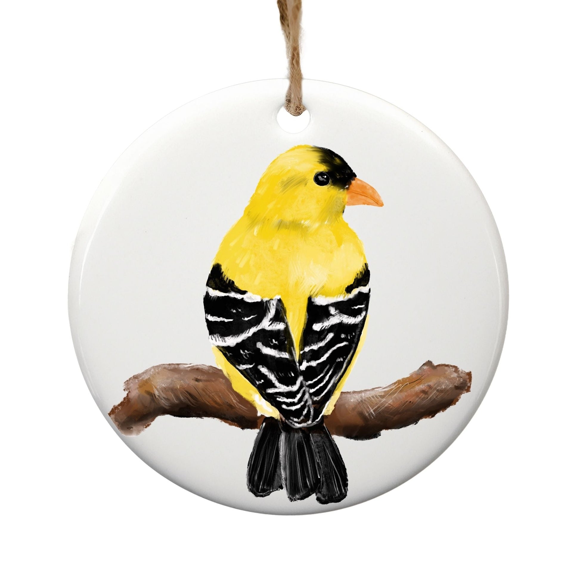 Yellow Bird Ceramic Ornament - MerikaArt