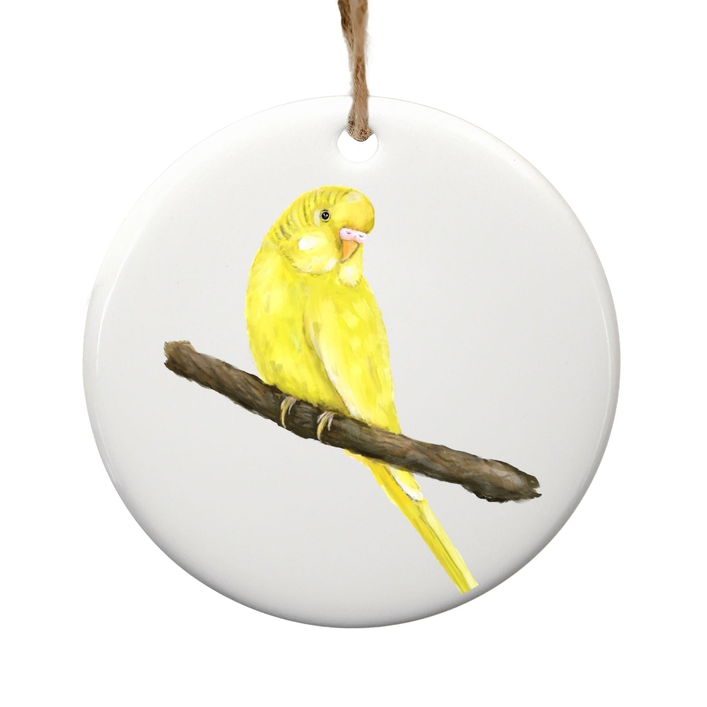 Yellow Budgerigar Ceramic Ornament - MerikaArt