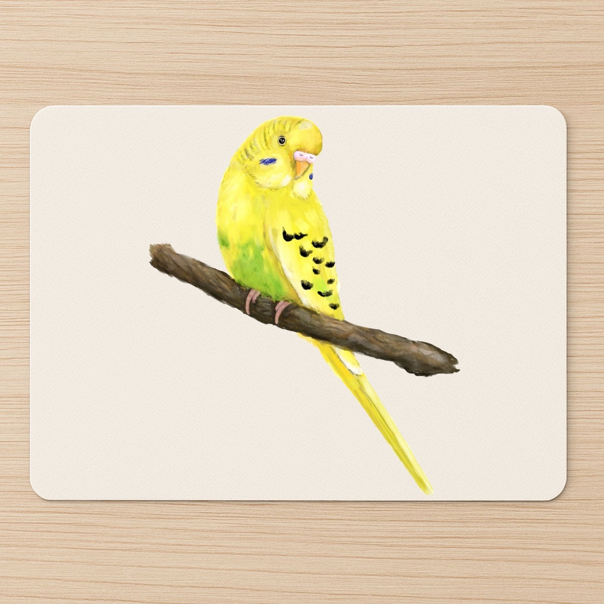 Yellow Budgerigar Mousepad - MerikaArt