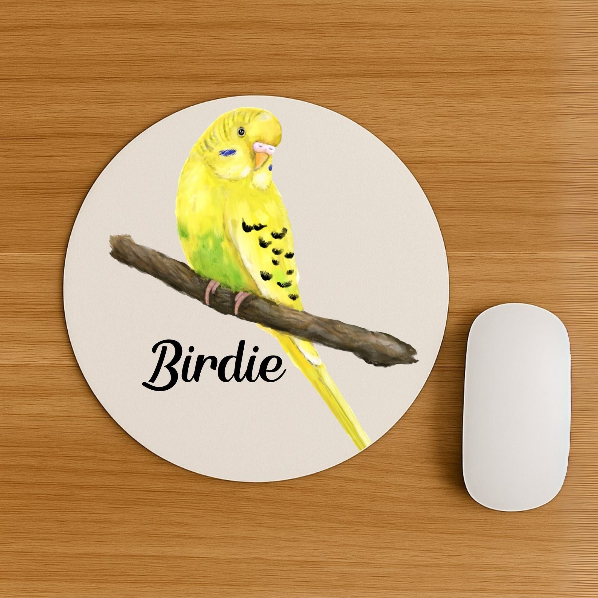 Yellow Budgerigar Mousepad - MerikaArt