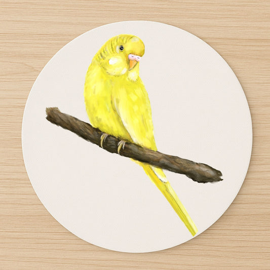Yellow Budgerigar Mousepad - MerikaArt