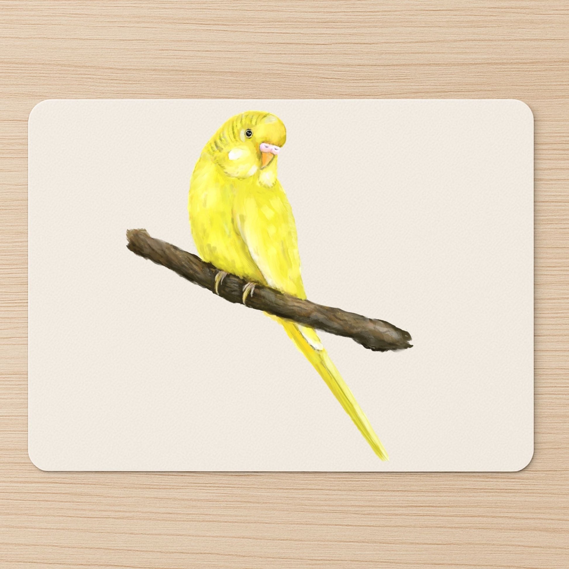 Yellow Budgerigar Mousepad - MerikaArt