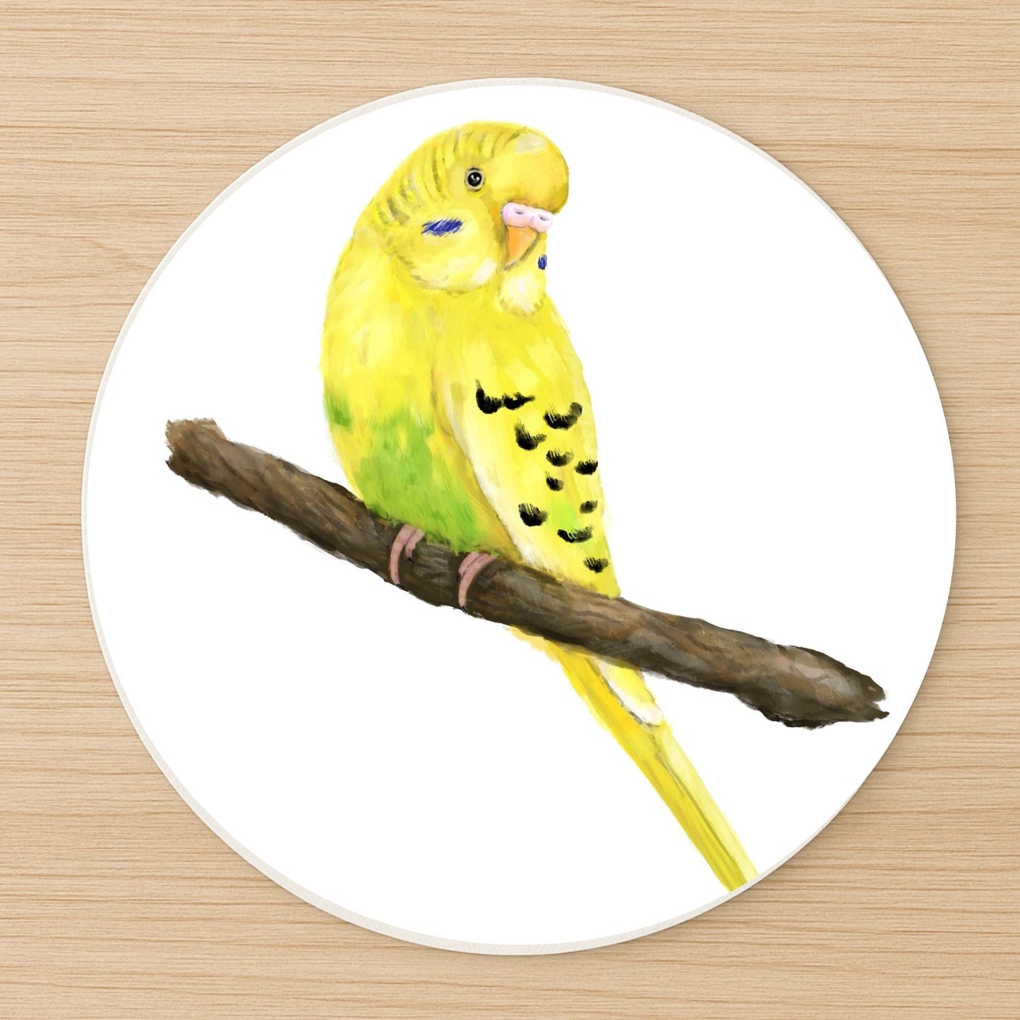 Yellow Budgerigar Mousepad - MerikaArt