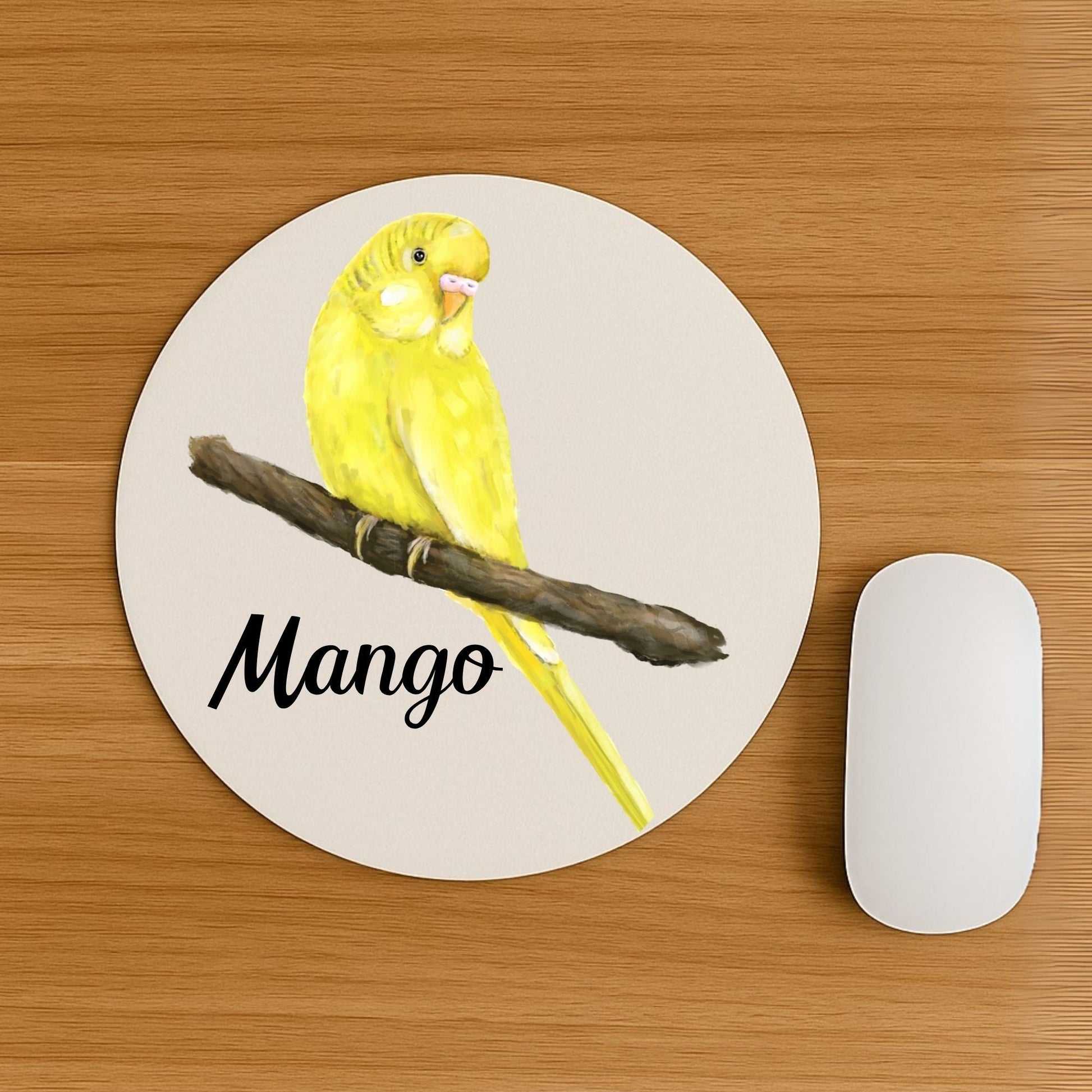 Yellow Budgerigar Mousepad - MerikaArt