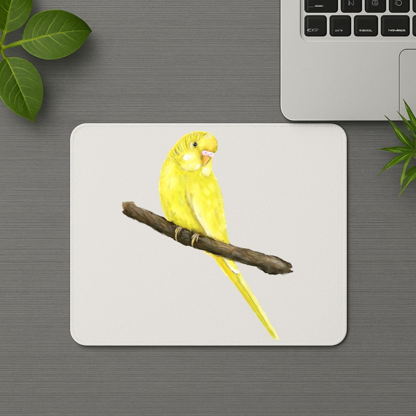 Yellow Budgerigar Mousepad - MerikaArt