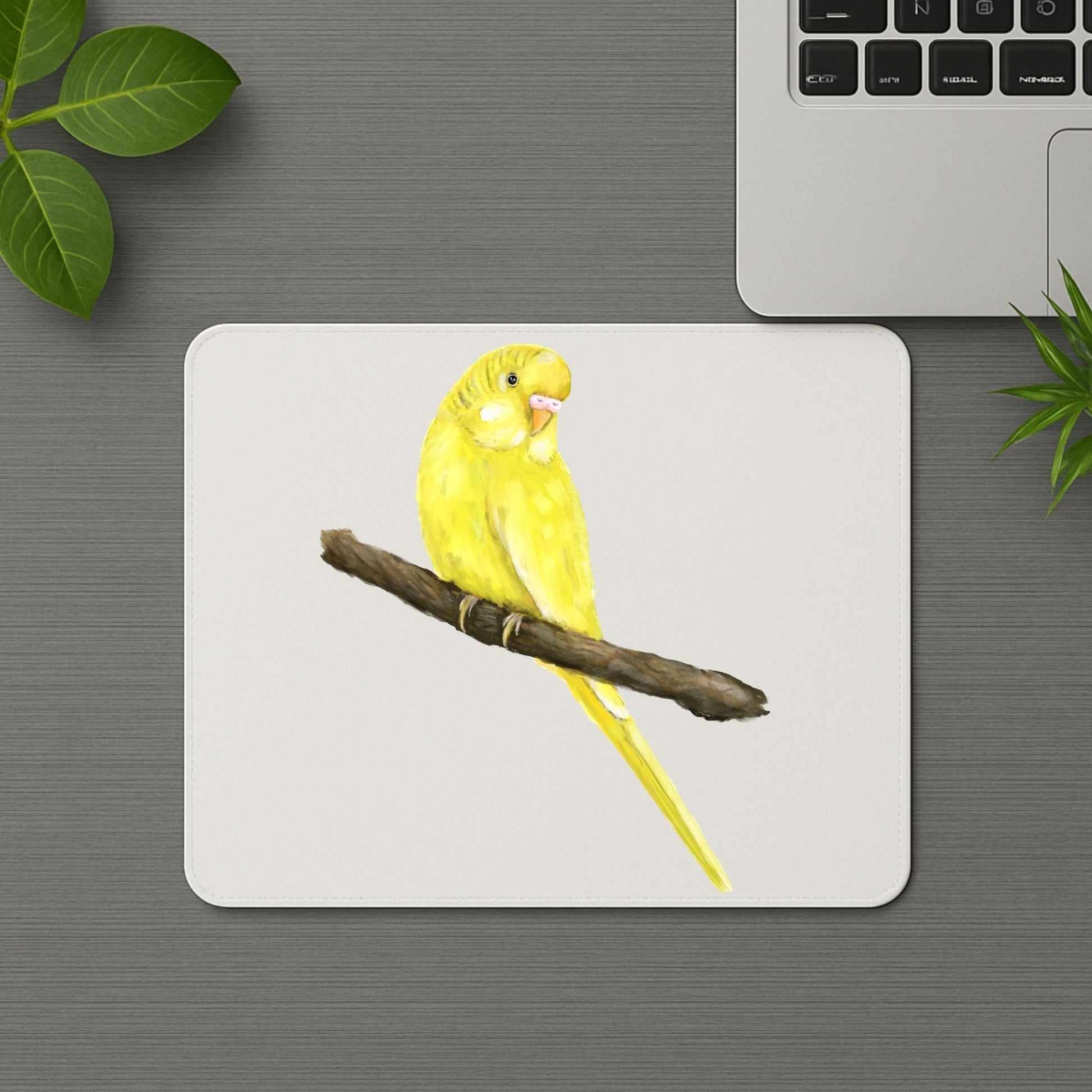 Yellow Budgerigar Mousepad - MerikaArt