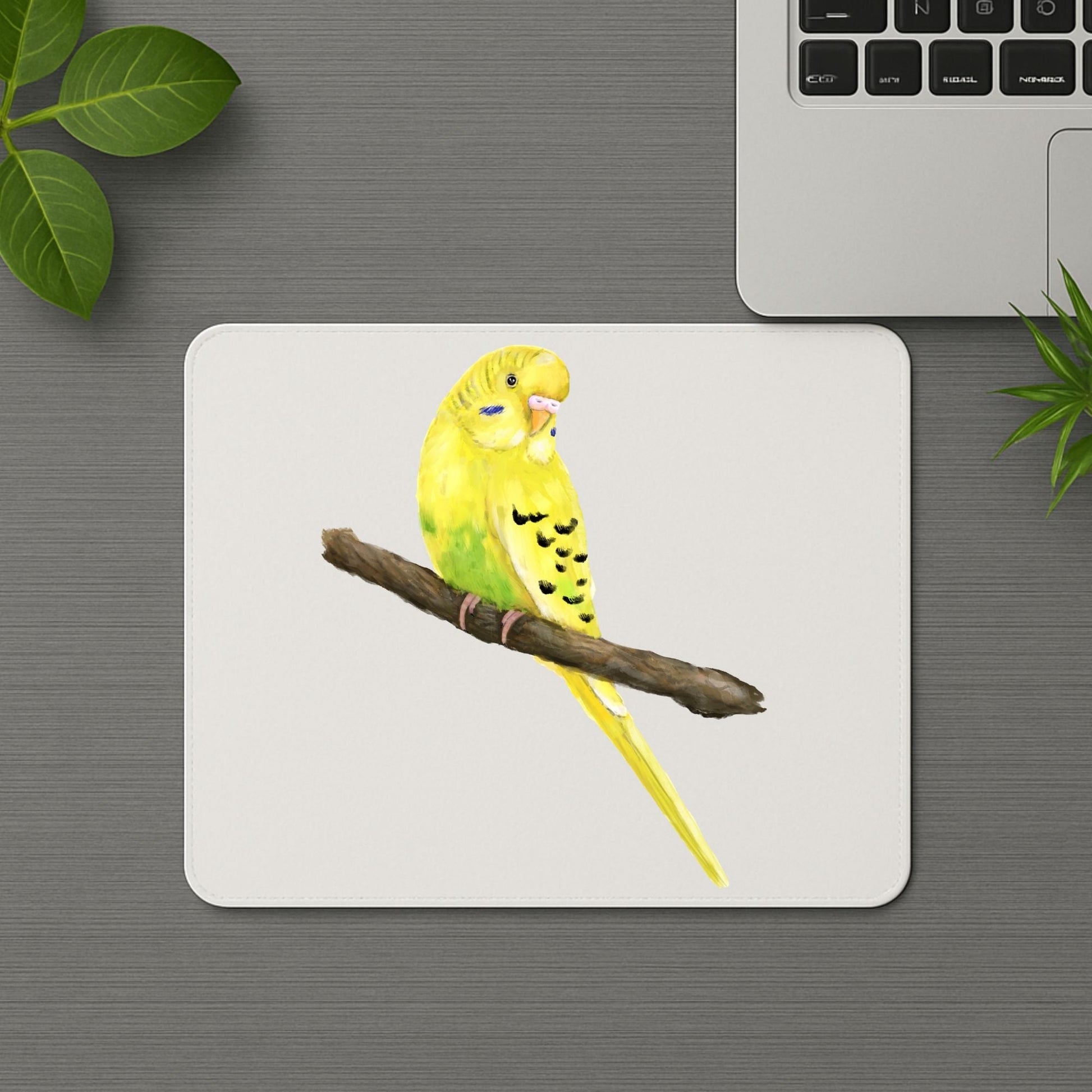 Yellow Budgerigar Mousepad - MerikaArt
