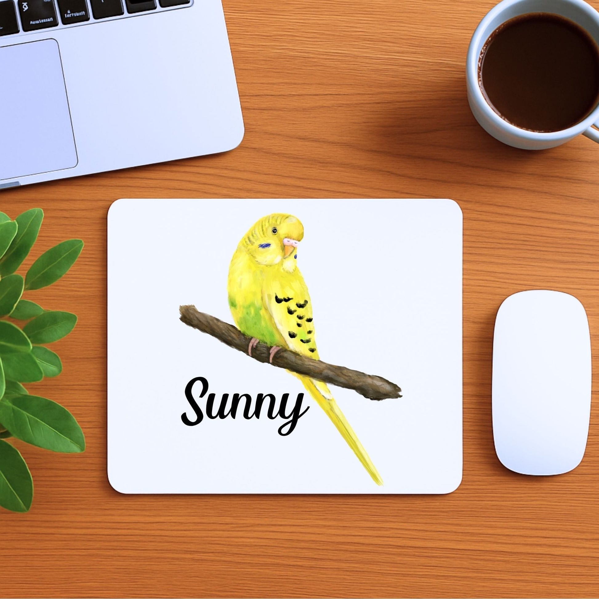 Yellow Budgerigar Mousepad - MerikaArt