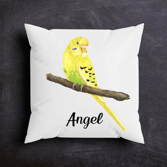 Yellow Budgerigar Pillow - MerikaArt