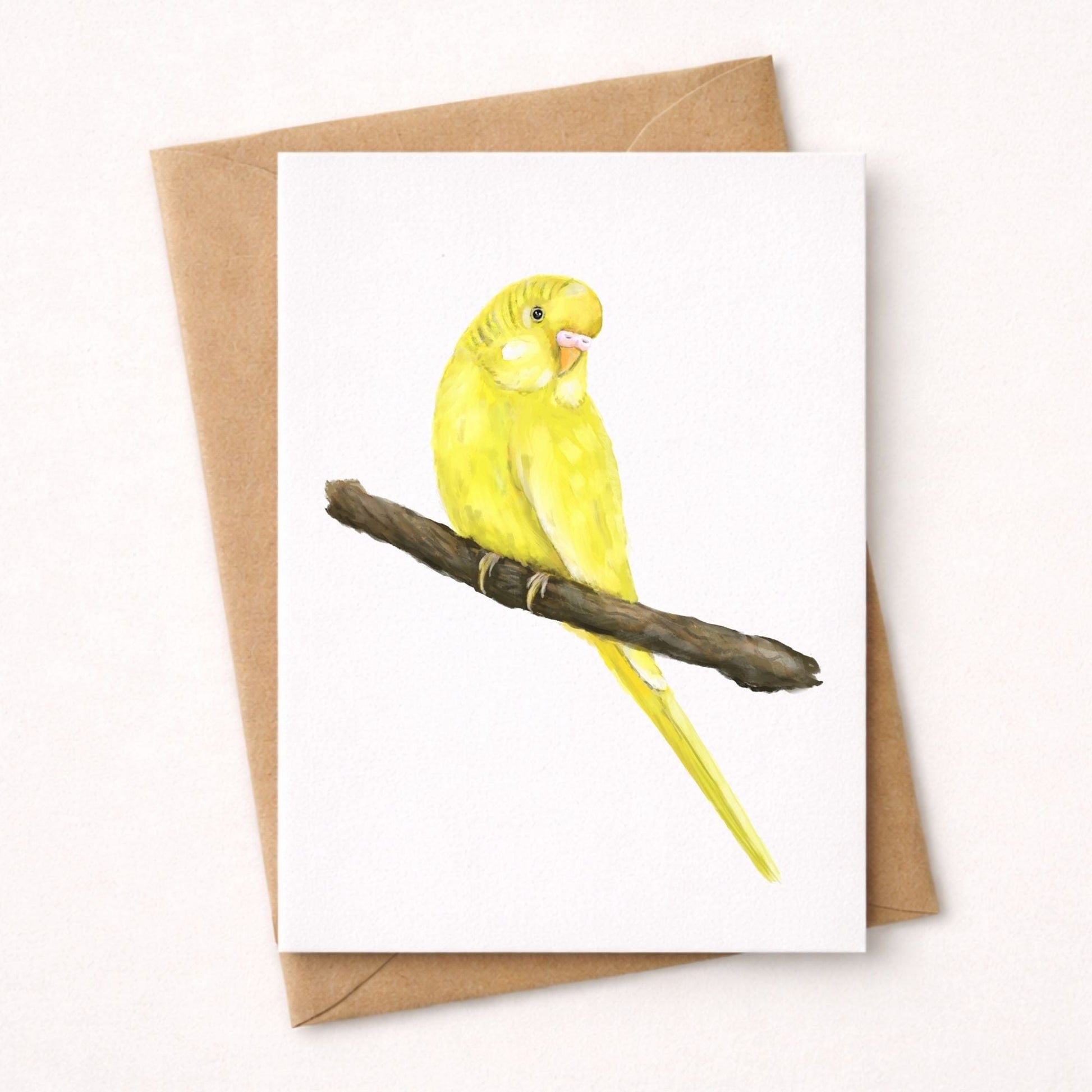 Yellow Budgerigar Postcard - MerikaArt