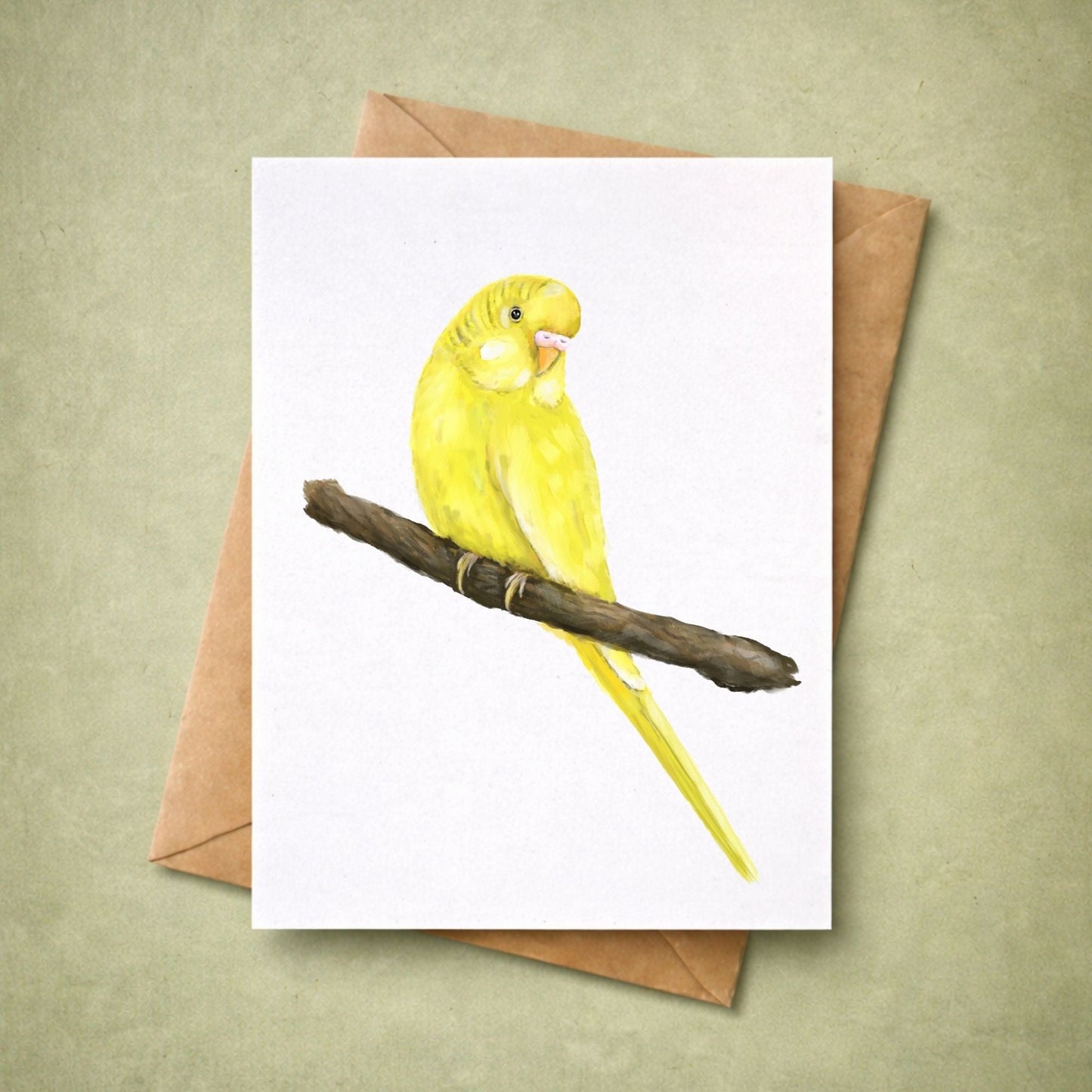 Yellow Budgerigar Postcard - MerikaArt
