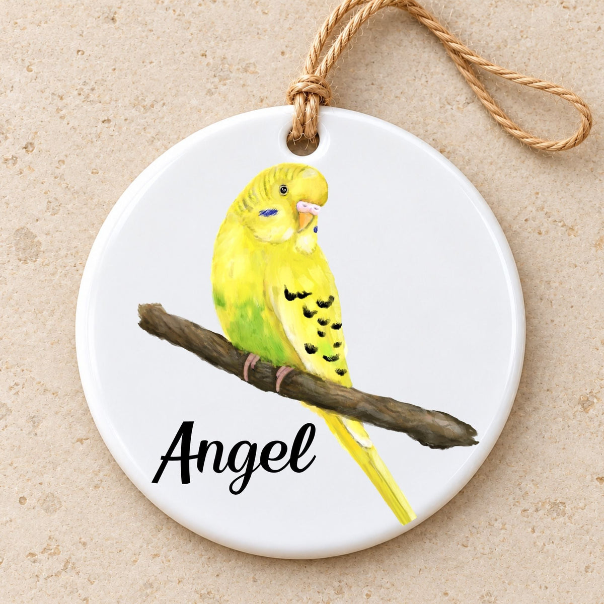 Yellow Budgie Ceramic Ornament - MerikaArt