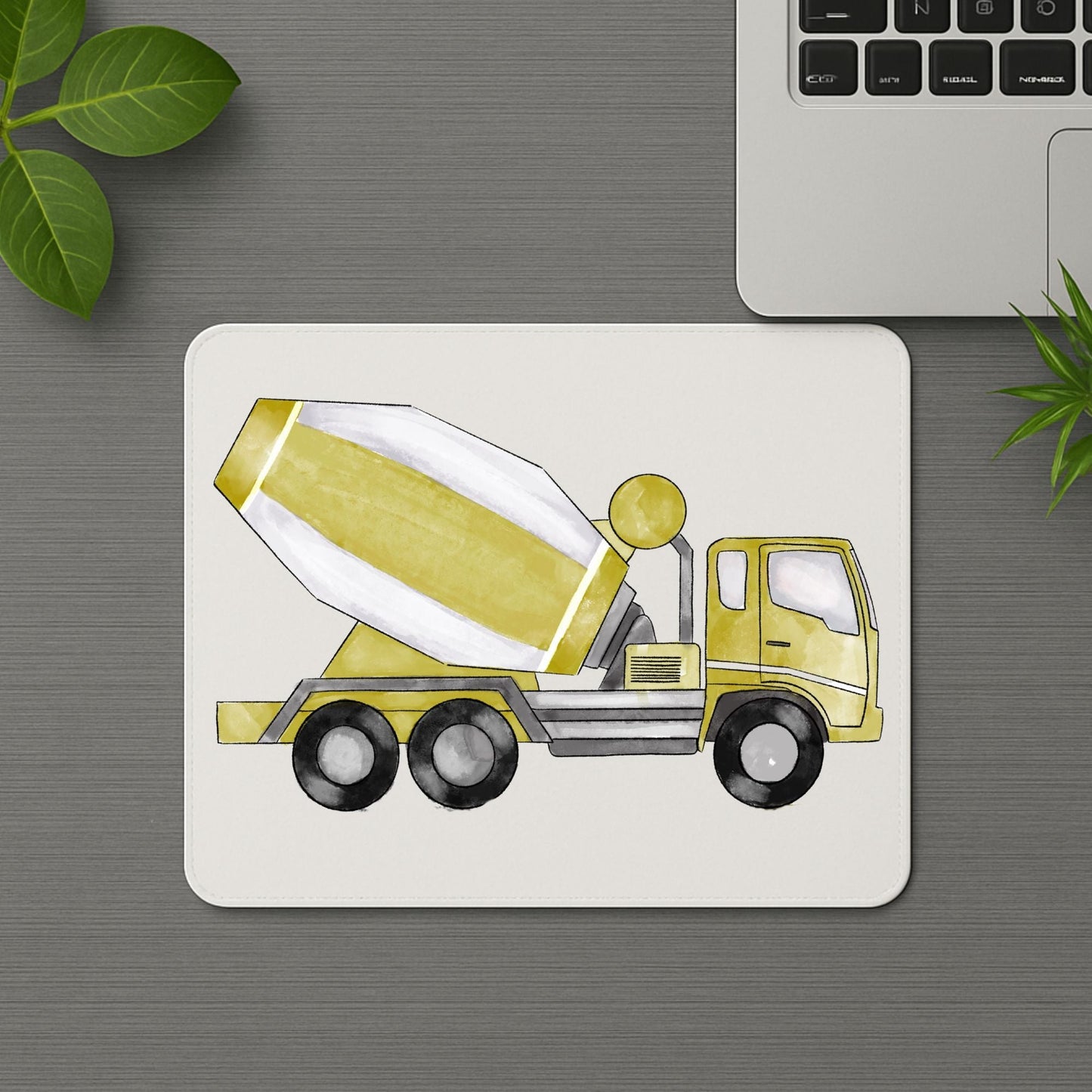 Yellow Cement Mixer Truck Mousepad - MerikaArt