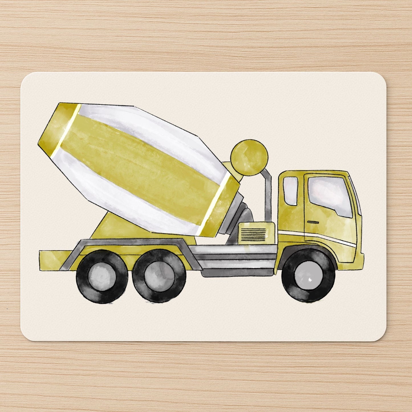 Yellow Cement Mixer Truck Mousepad - MerikaArt