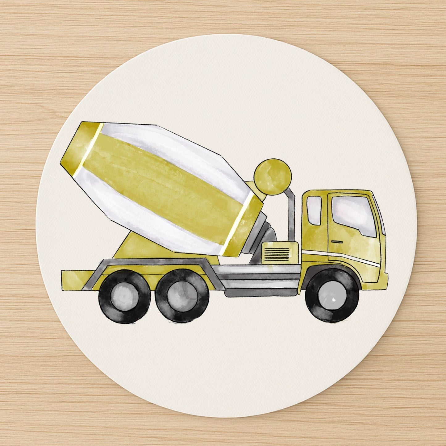 Yellow Cement Mixer Truck Mousepad - MerikaArt