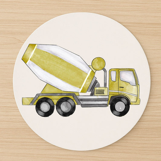 Yellow Cement Mixer Truck Mousepad - MerikaArt