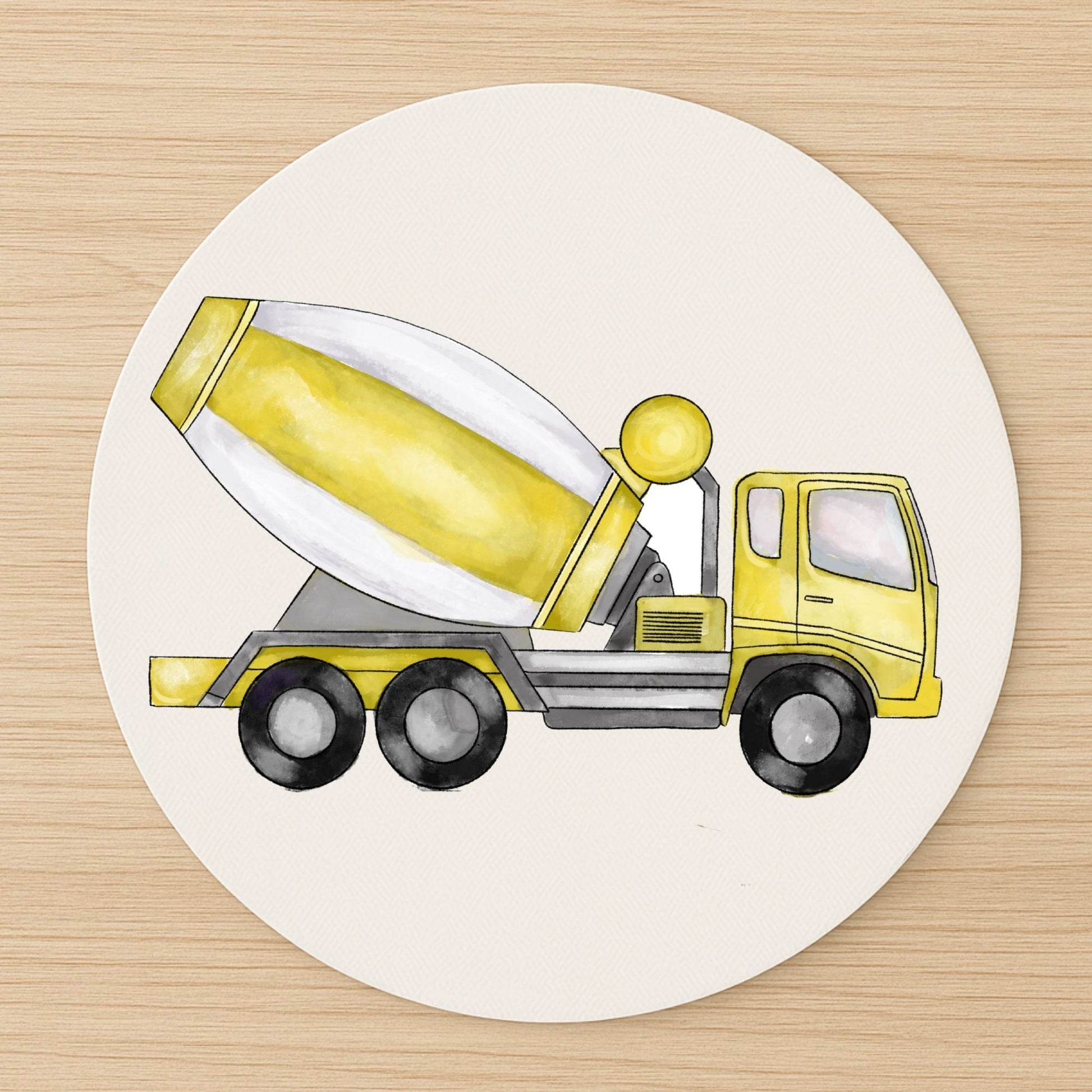 Yellow Cement Mixer Truck Mousepad - MerikaArt