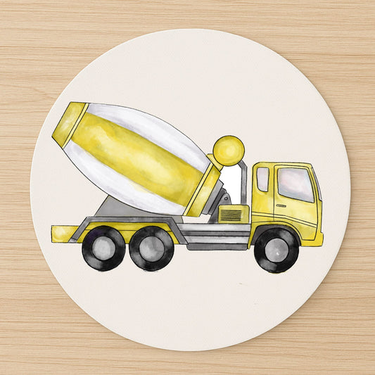 Yellow Cement Mixer Truck Mousepad - MerikaArt