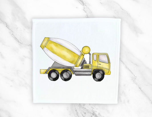 Yellow Cement Mixer Truck Washcloth - MerikaArt