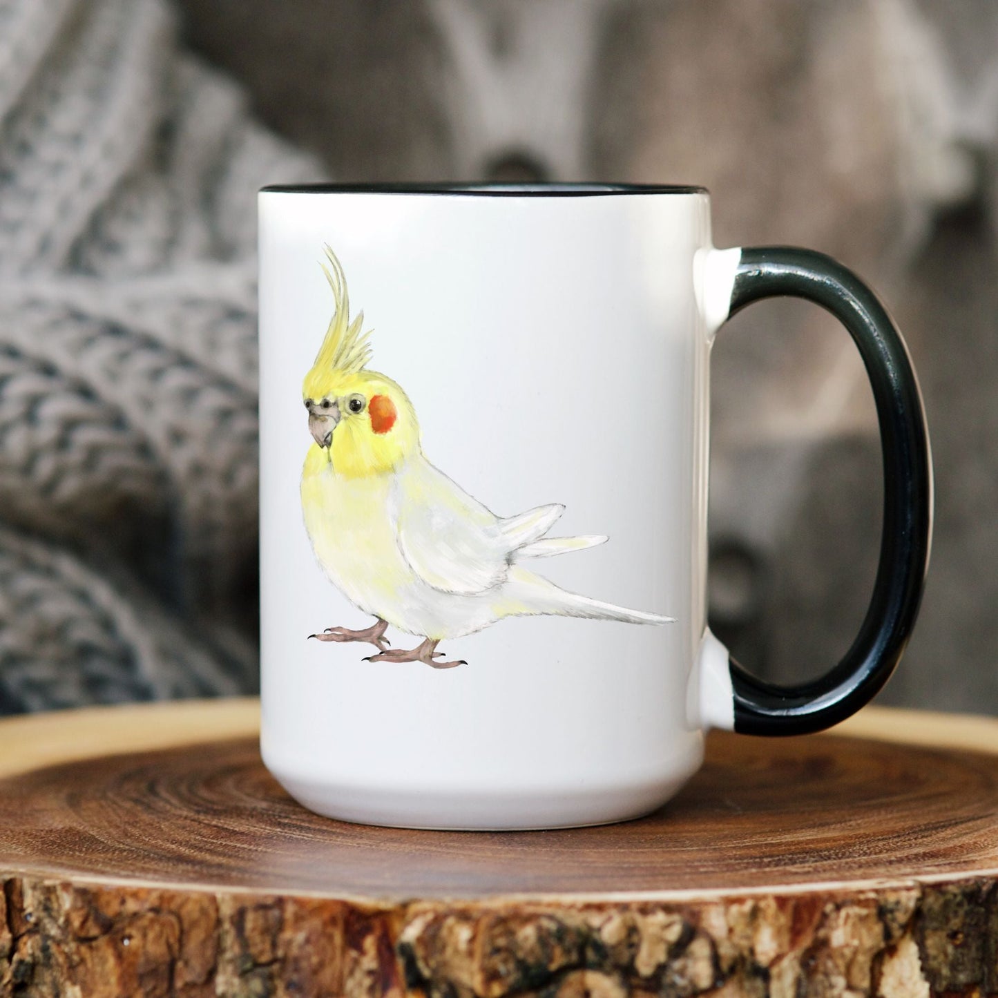 Yellow Cockatiel Ceramic Coffee Mug - MerikaArt