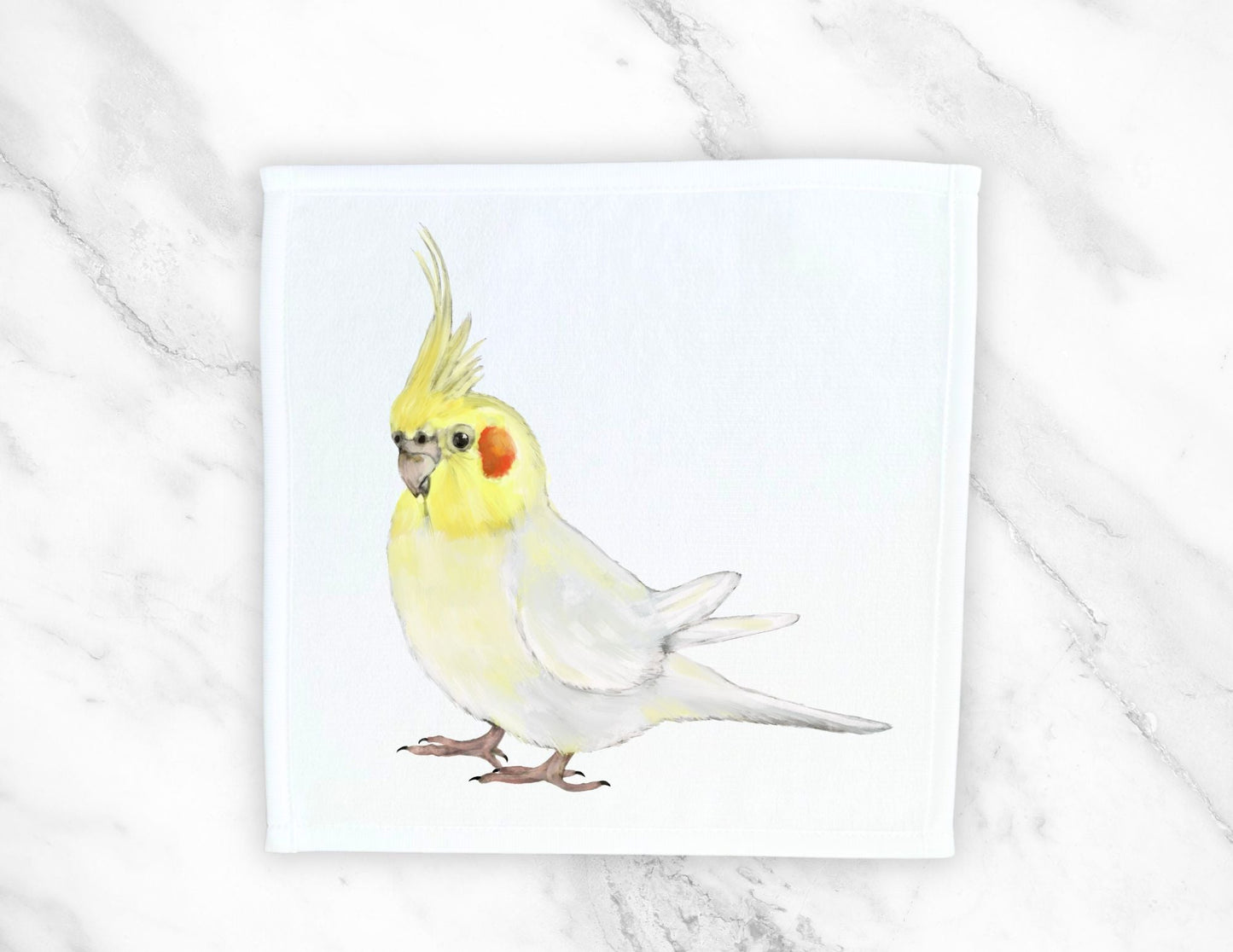 Yellow Cockatiel Washcloth - MerikaArt