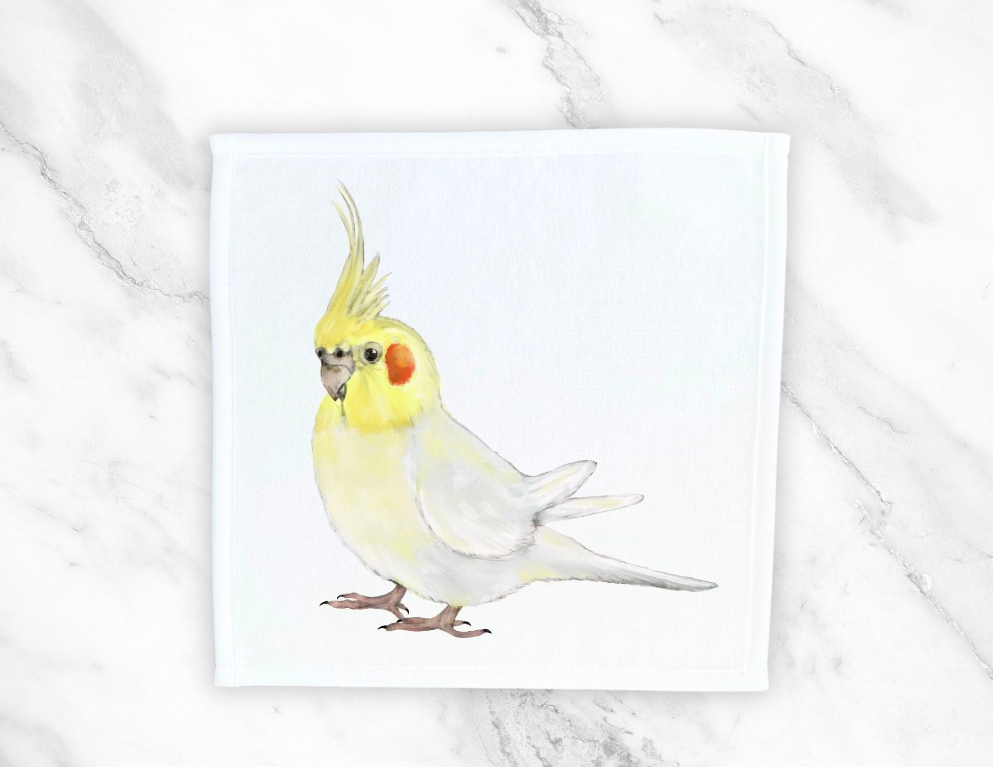 Yellow Cockatiel Washcloth - MerikaArt