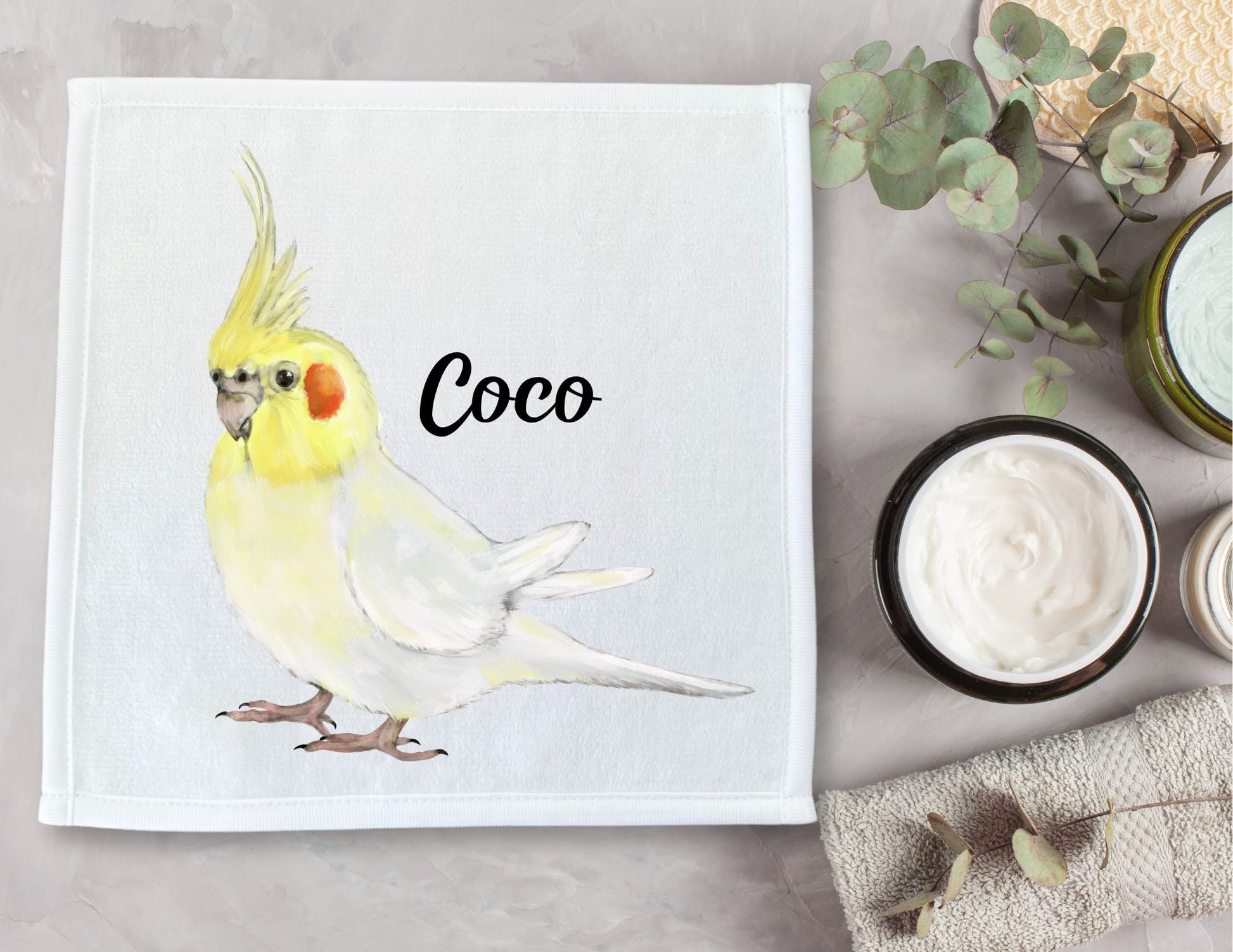 Yellow Cockatiel Washcloth - MerikaArt