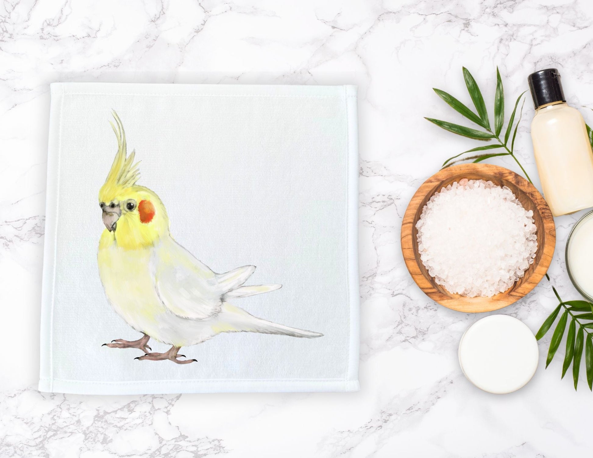 Yellow Cockatiel Washcloth - MerikaArt