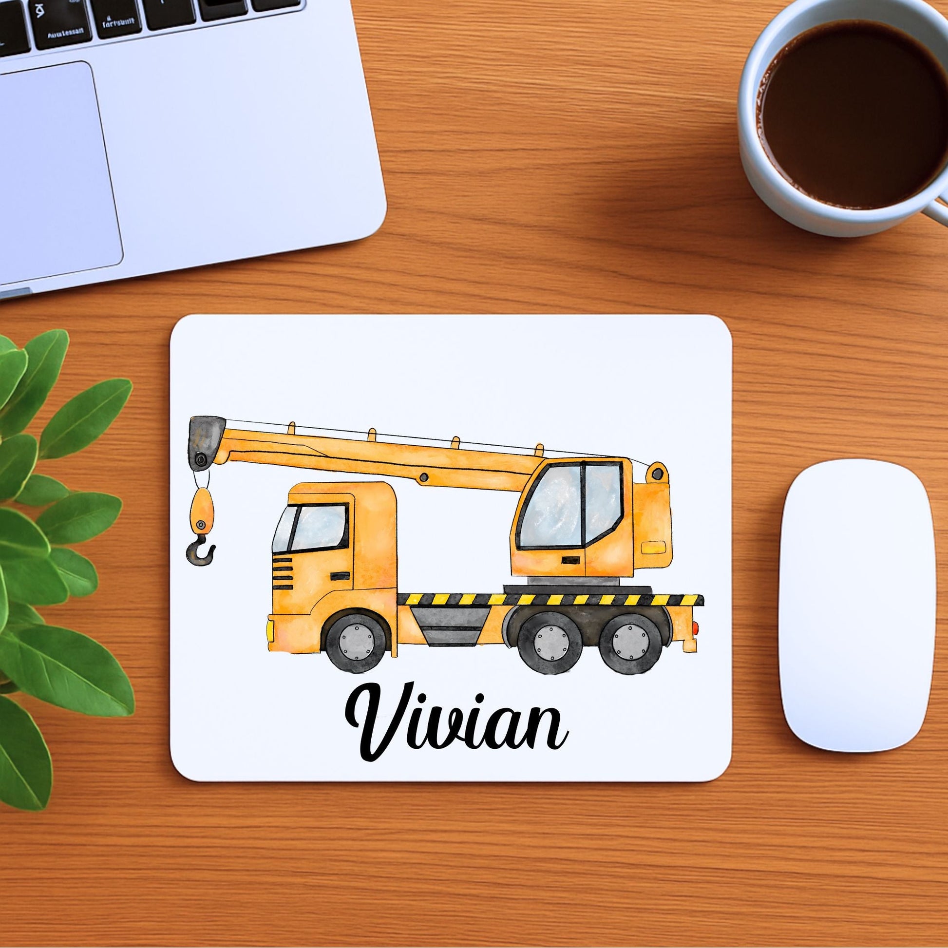 Yellow Crane Truck Mousepad - MerikaArt