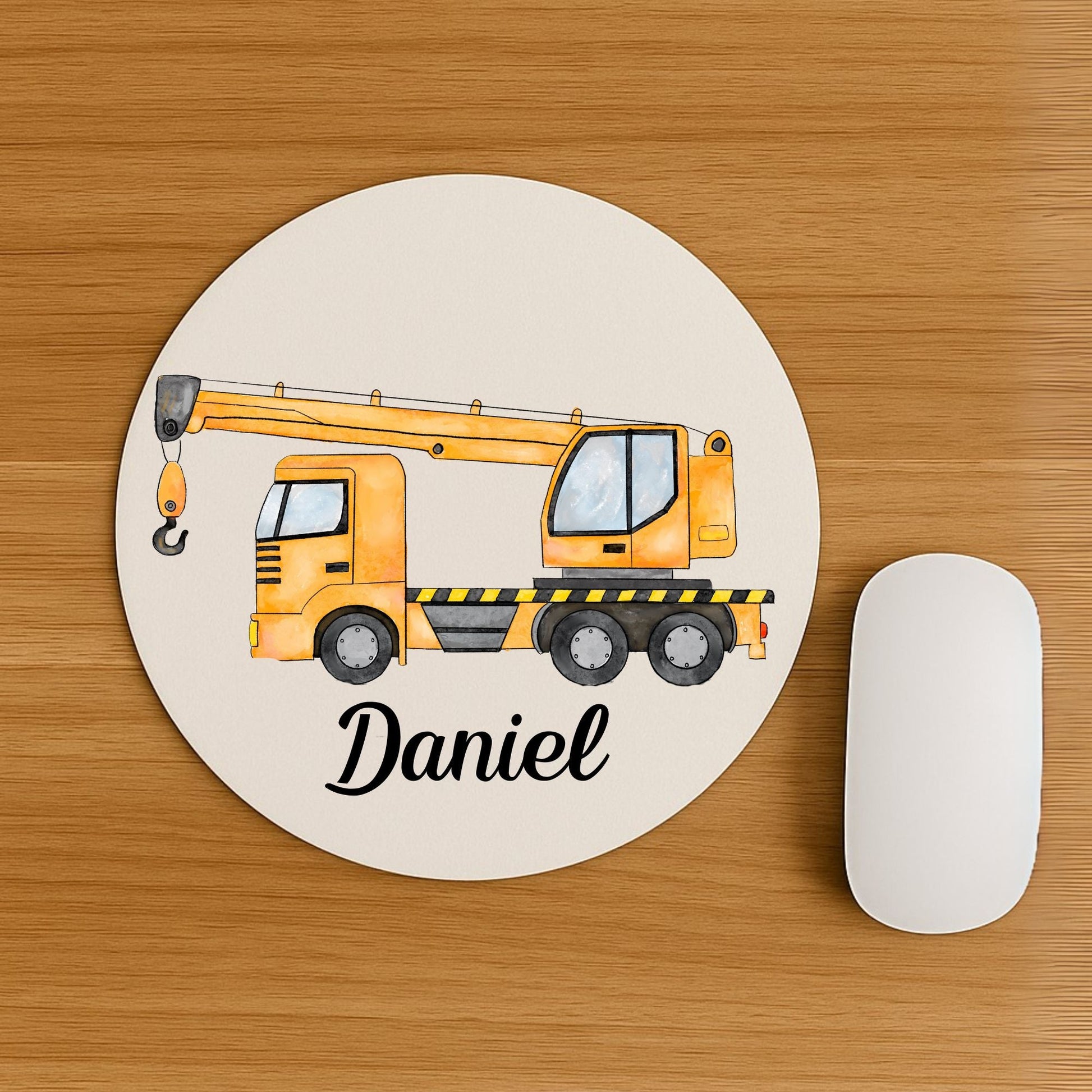 Yellow Crane Truck Mousepad - MerikaArt