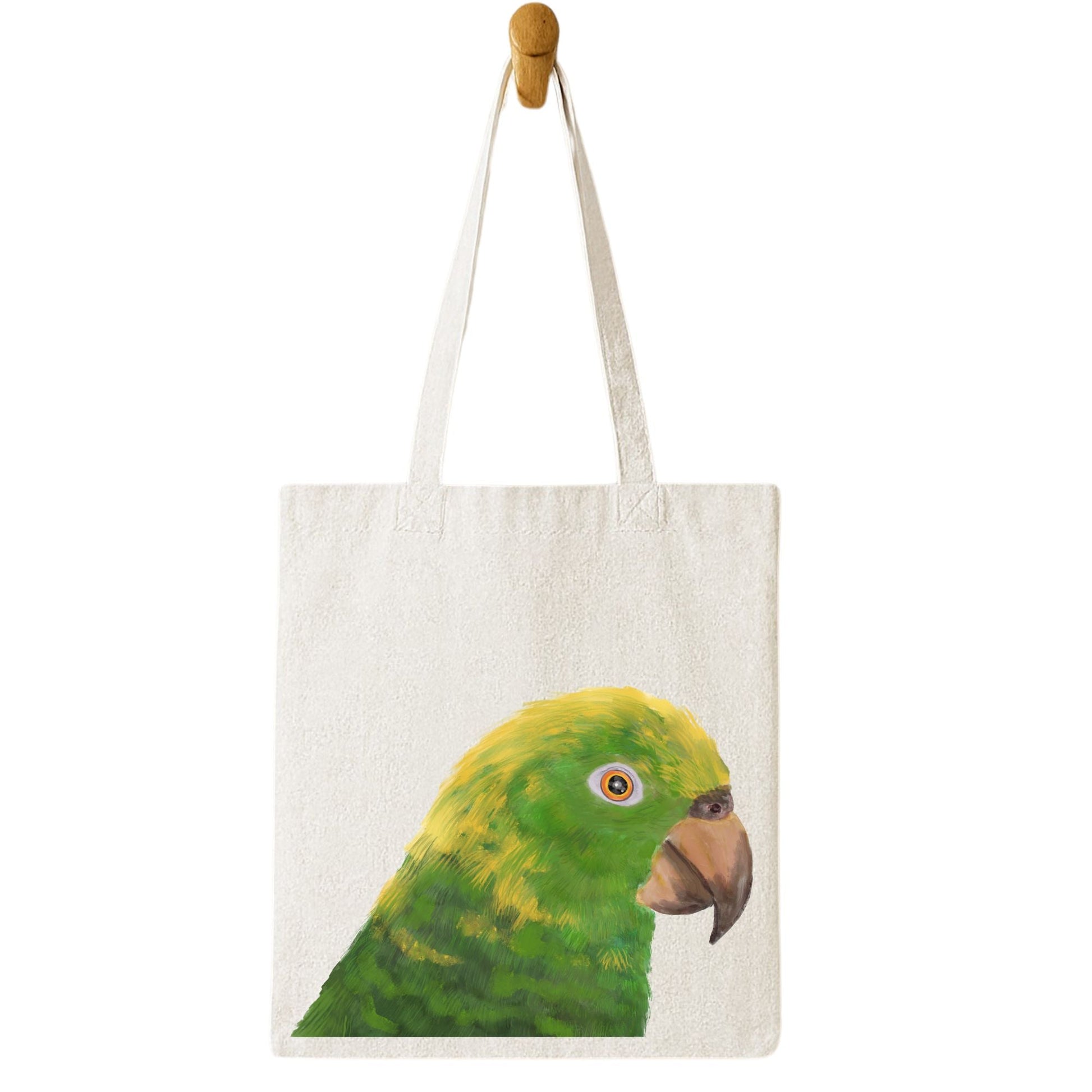 Yellow - Crowned Amazon Parrot Canvas Tote Bag - MerikaArt