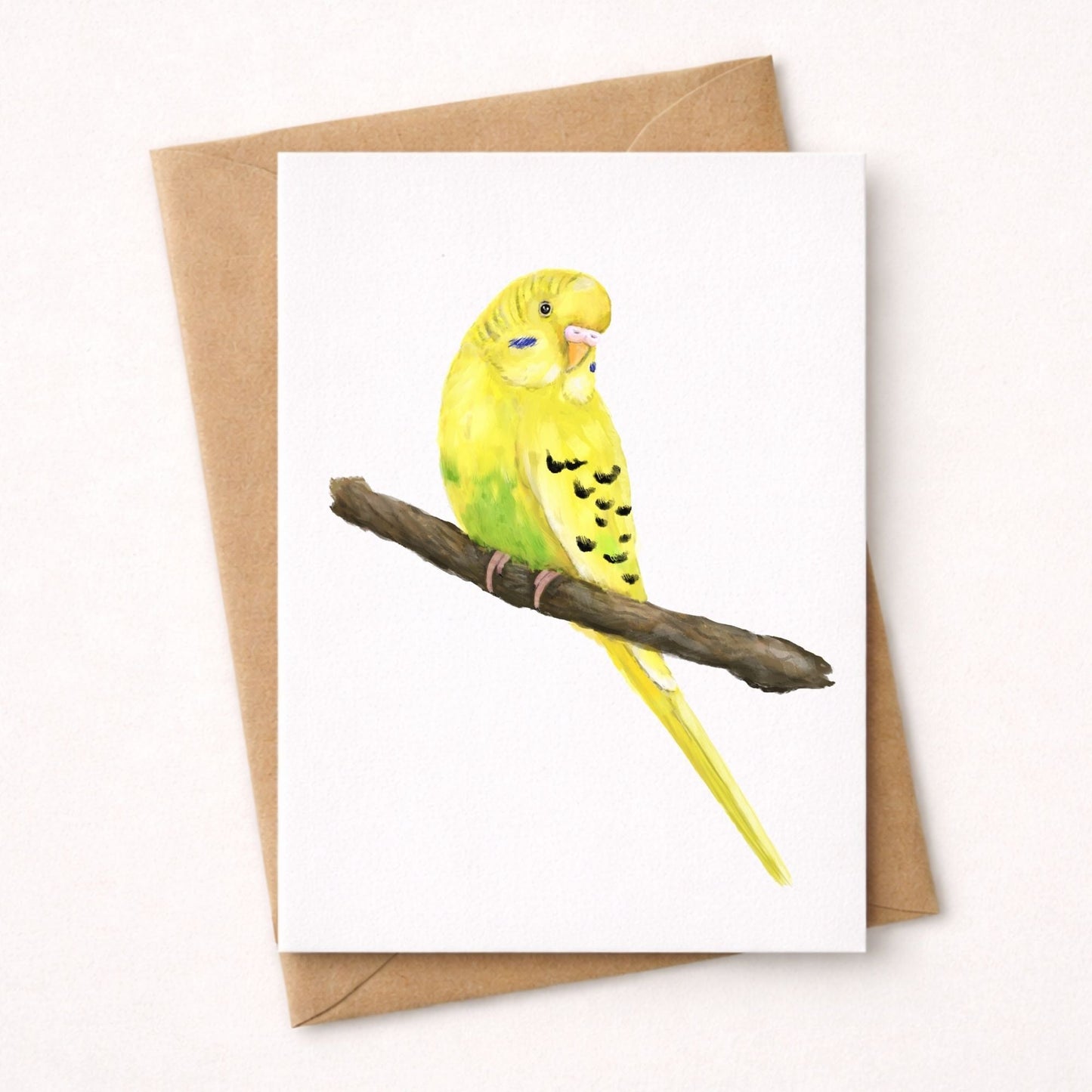 Yellow Green Budgerigar Postcard - MerikaArt