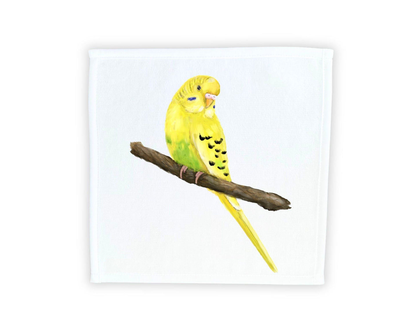 Yellow - Green Budgie Washcloth - MerikaArt