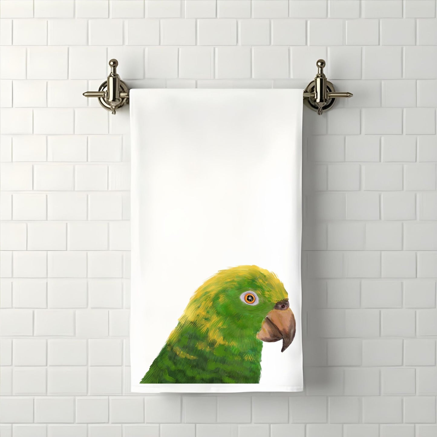 Yellow - Headed Amazon Bathroom Towel - MerikaArt