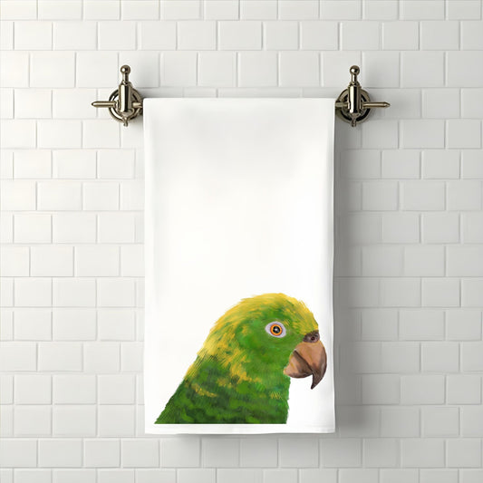 Yellow - Headed Amazon Bathroom Towel - MerikaArt