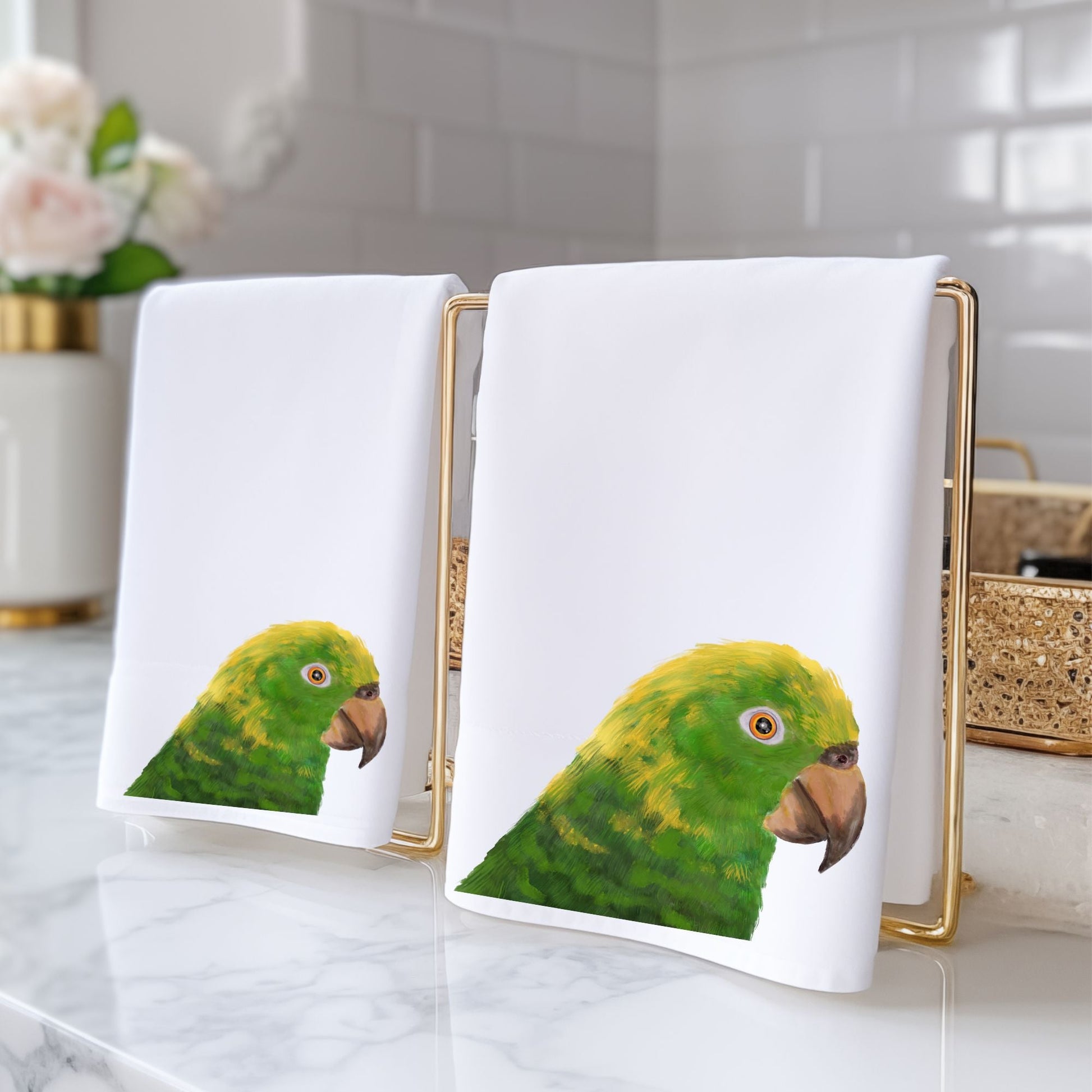 Yellow - Headed Amazon Bathroom Towel - MerikaArt