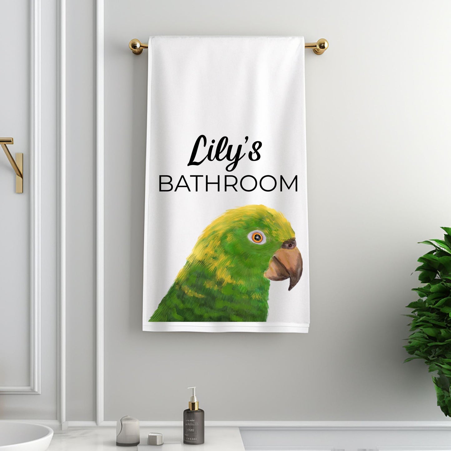 Yellow - Headed Amazon Bathroom Towel - MerikaArt
