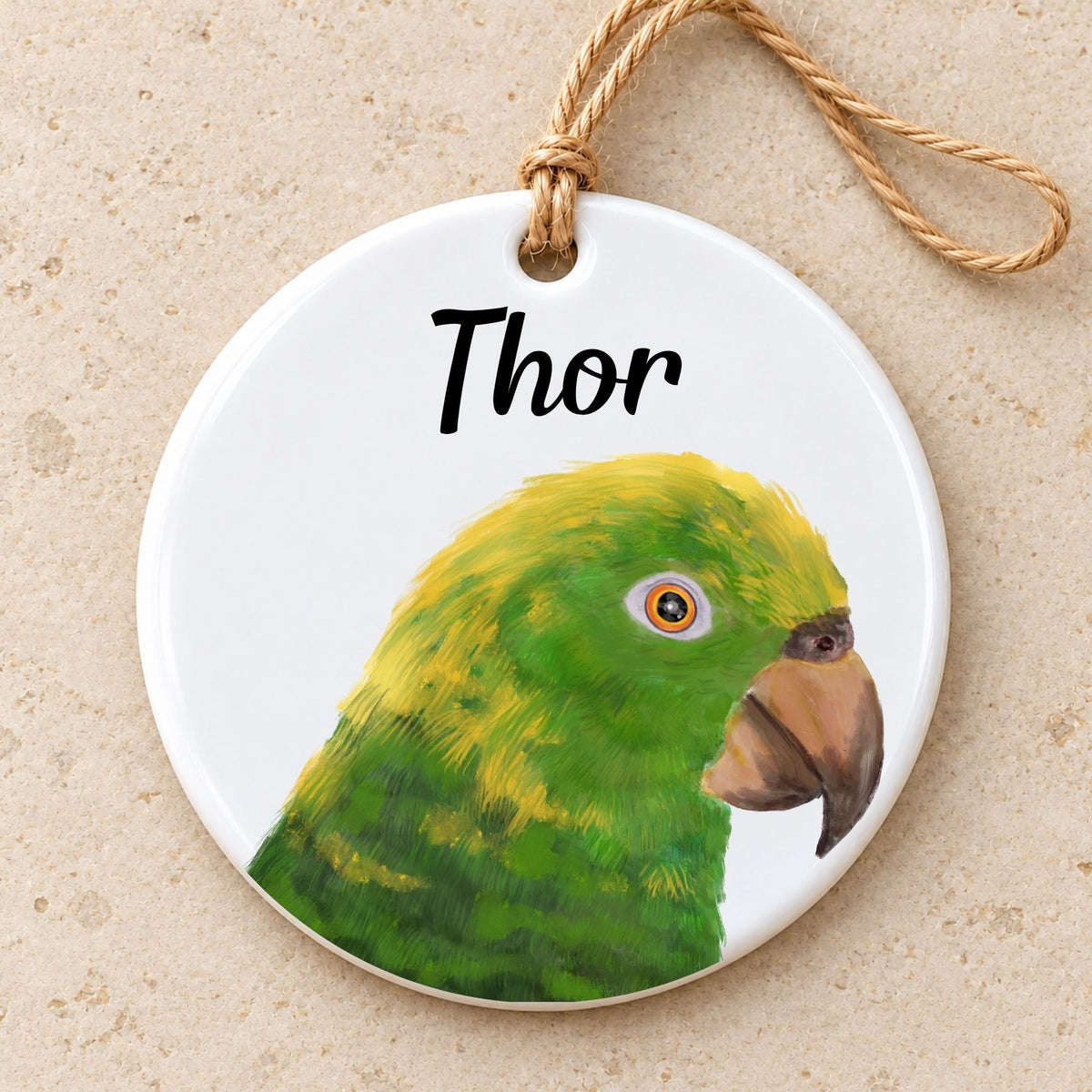 Yellow Headed Amazon Parrot Ceramic Ornament - MerikaArt