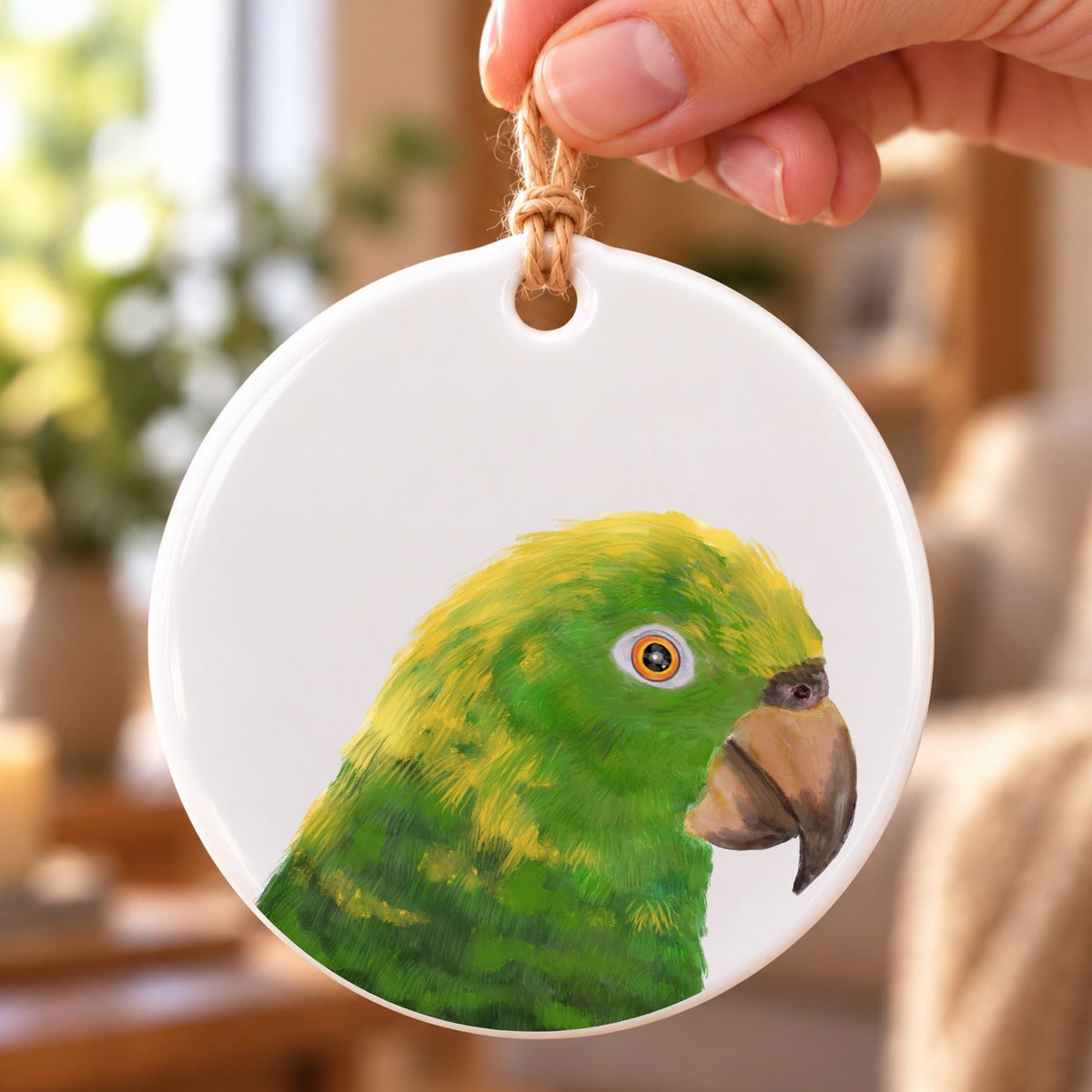 Yellow Headed Amazon Parrot Ceramic Ornament - MerikaArt