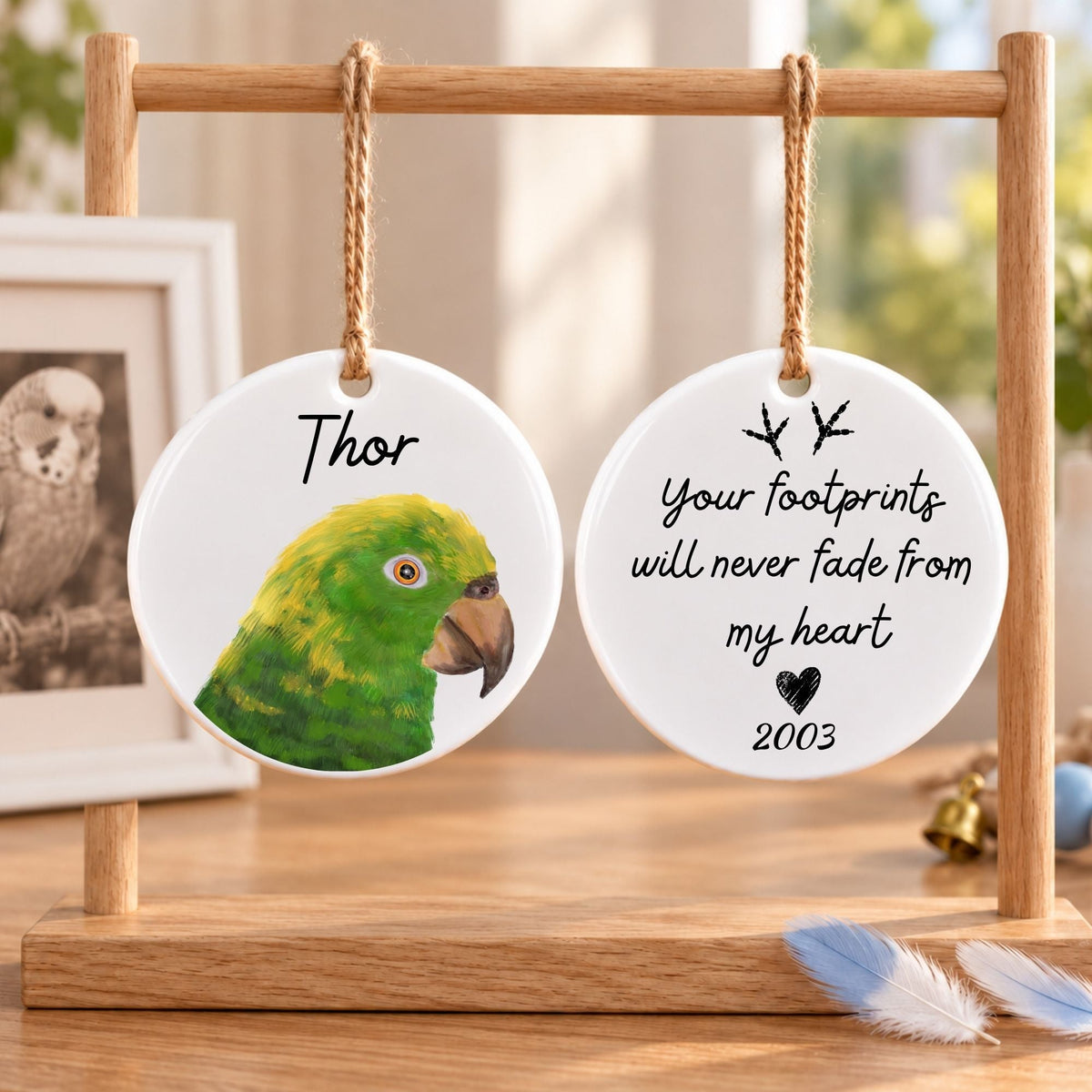 Yellow Headed Amazon Parrot Ceramic Ornament - MerikaArt