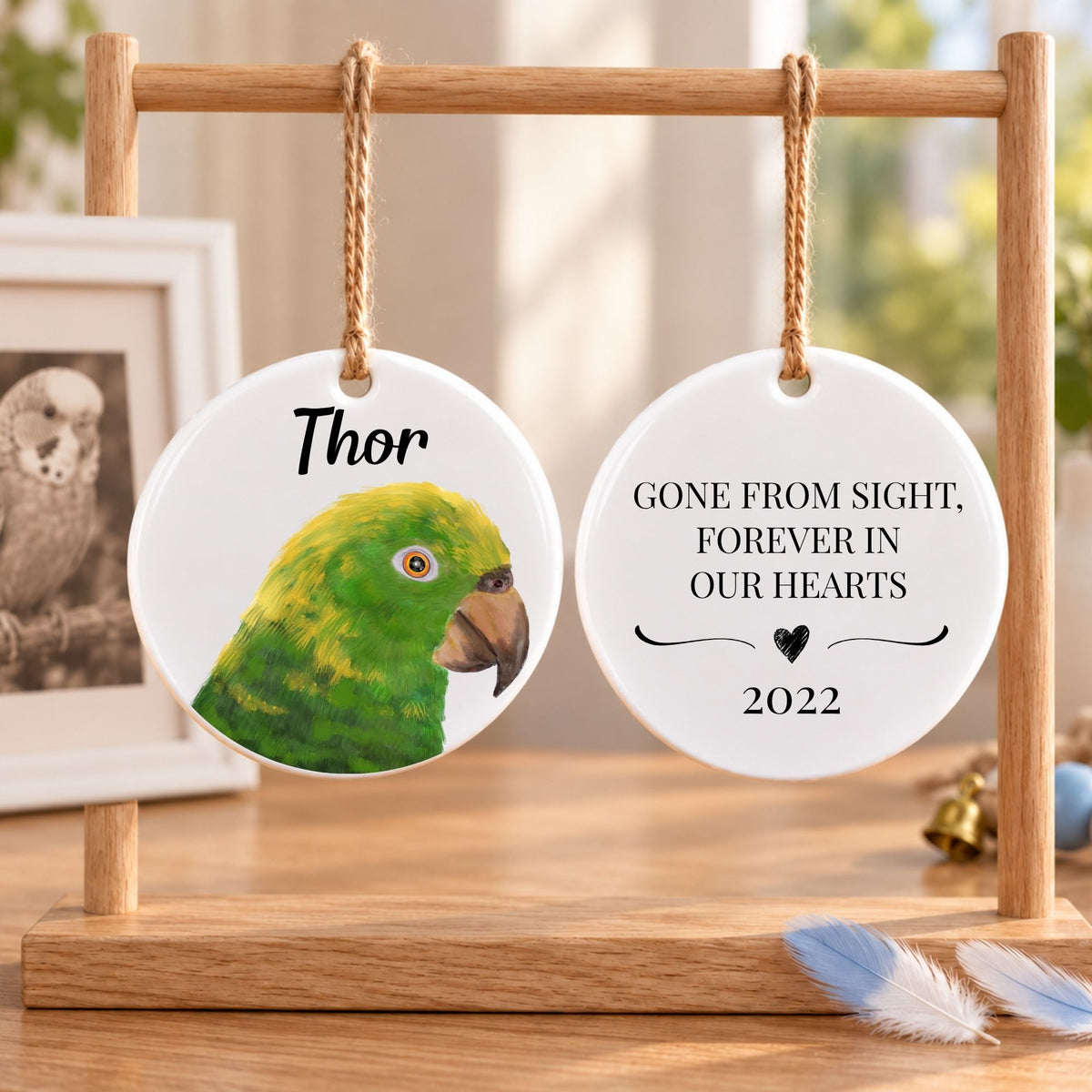 Yellow Headed Amazon Parrot Ceramic Ornament - MerikaArt