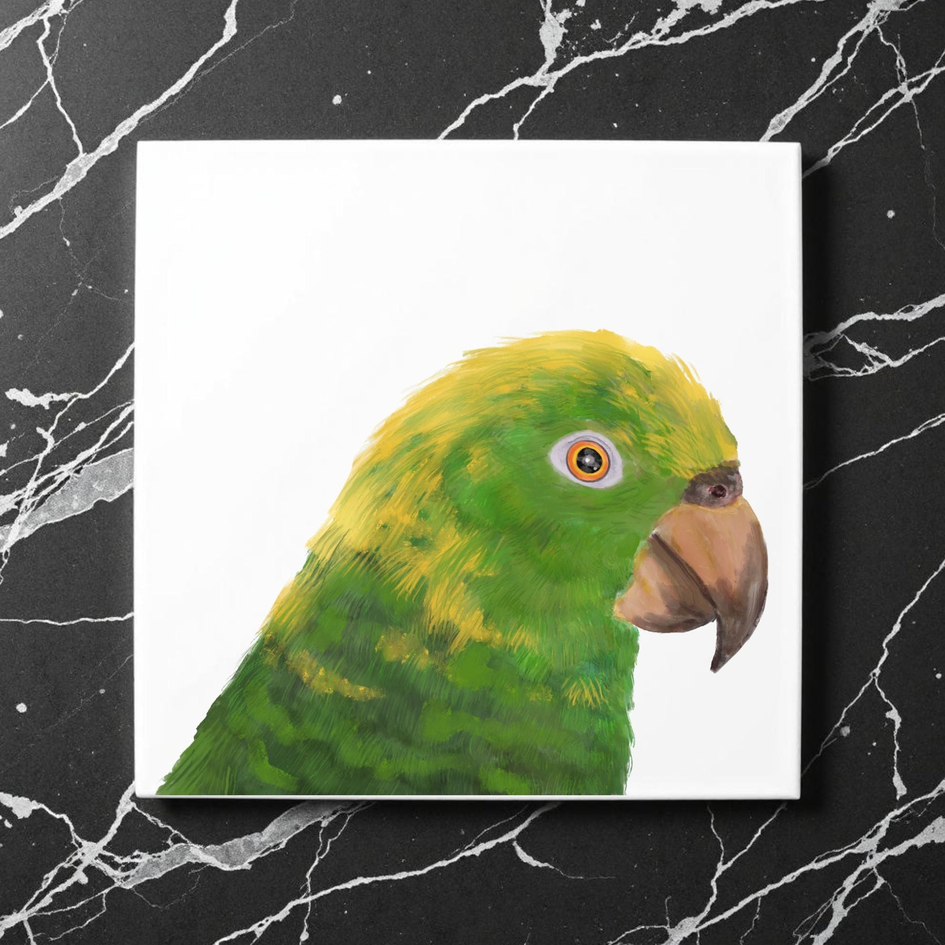 Yellow Headed Amazon Parrot Ceramic Tile - MerikaArt