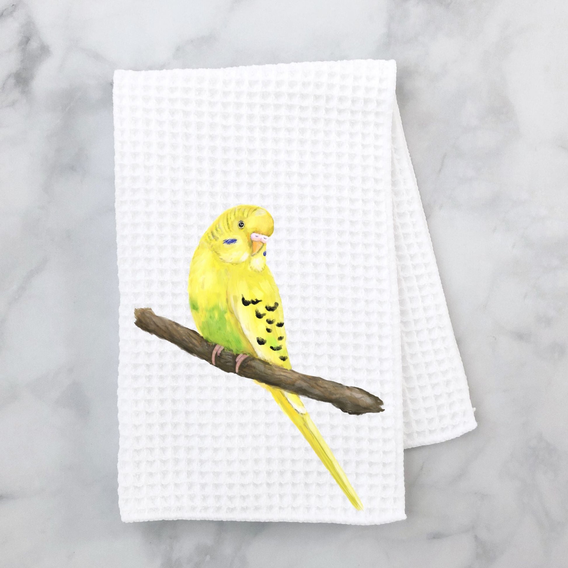 Yellow Parakeet Kitchen Towel - MerikaArt