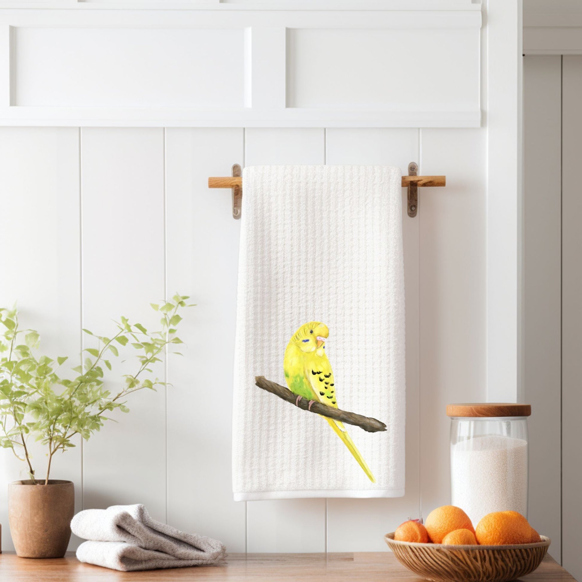 Yellow Parakeet Kitchen Towel - MerikaArt